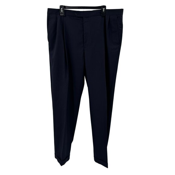 Hart Schaffner Marx Pleated Front Black Wool Pants Mens Size 38 - Picture 1 of 6